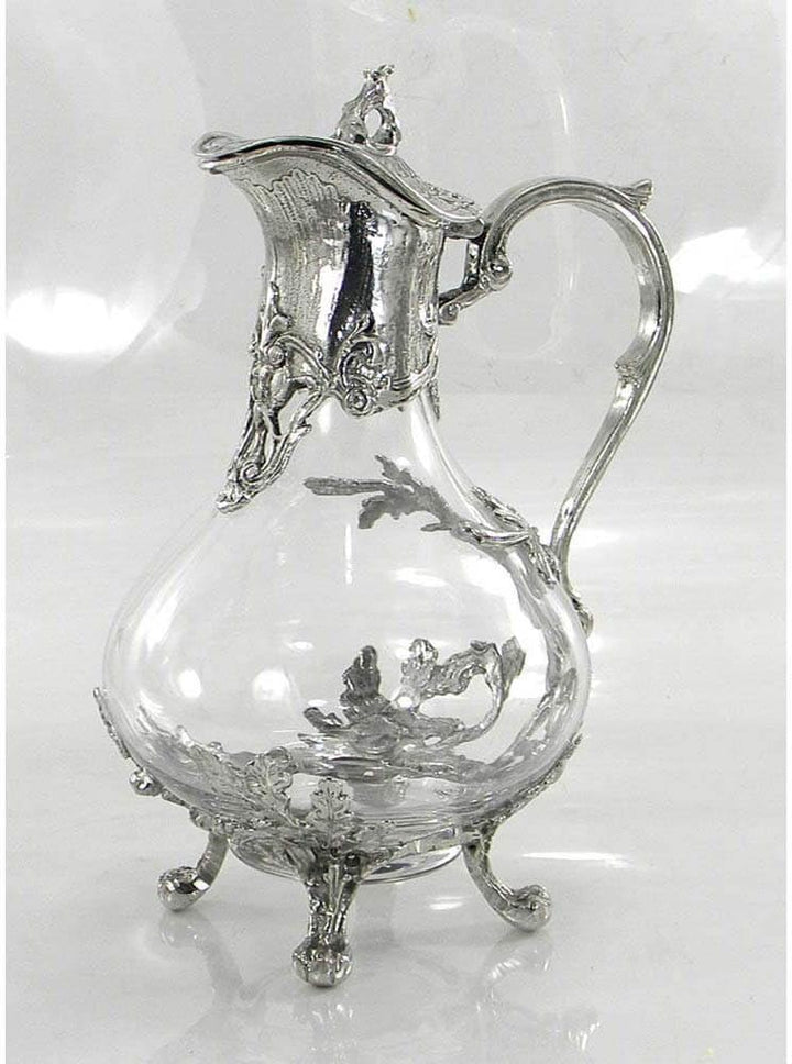 Geblasene Glaskanne Hartzinn Jugendstil 100% Made in Italy Cavagnini Kunsthandwerk
