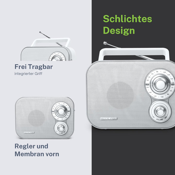 Muse M-051RW tragbares Retro-Radio, UKW und MW, Netz- und Batteriebetrieb, Teleskopantenne, AUX-In,