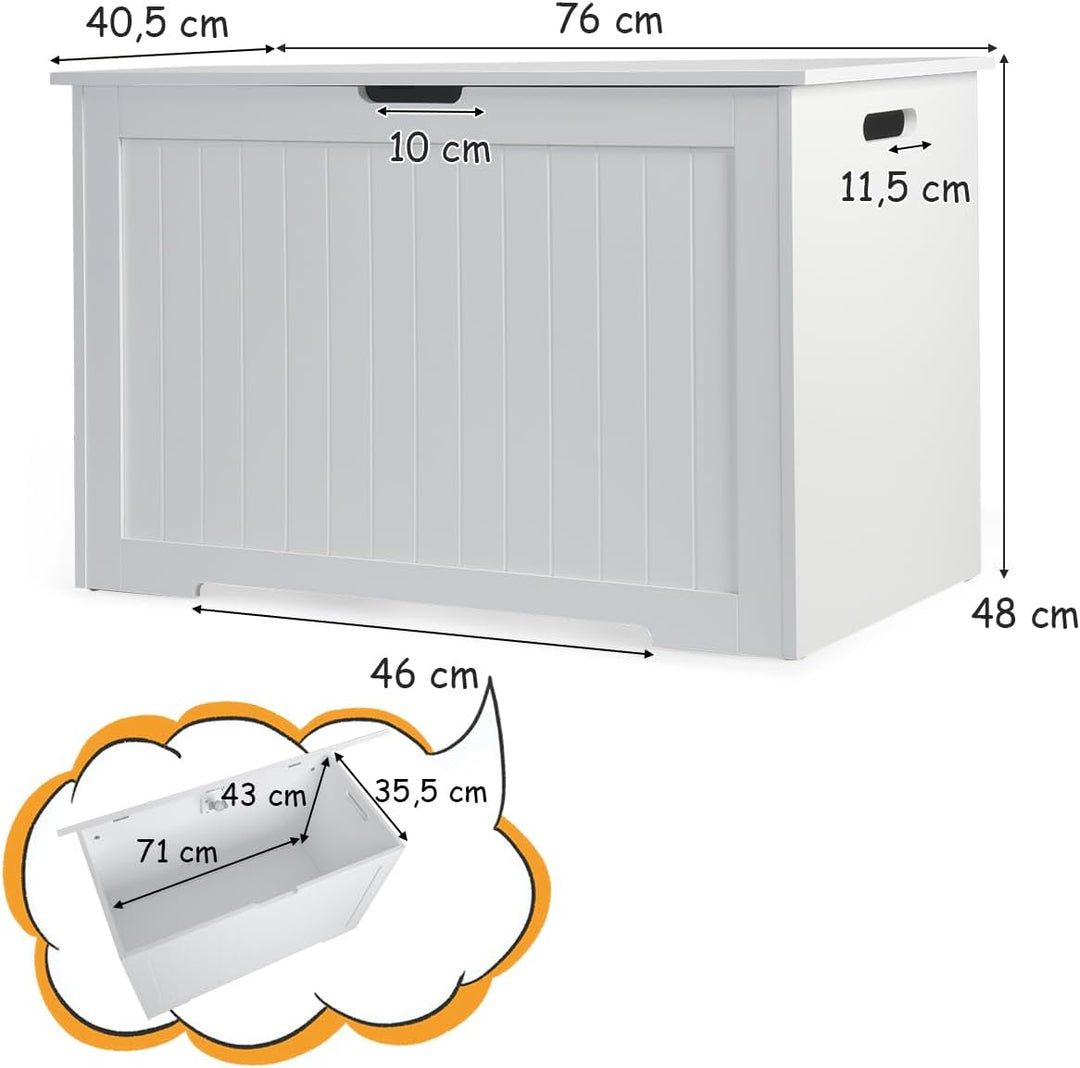 COSTWAY 2 in 1 Kinder Spielzeugtruhe 113L, aufklappbare Spielzeugkiste aus Holz mit Deckel &amp; Seiteng