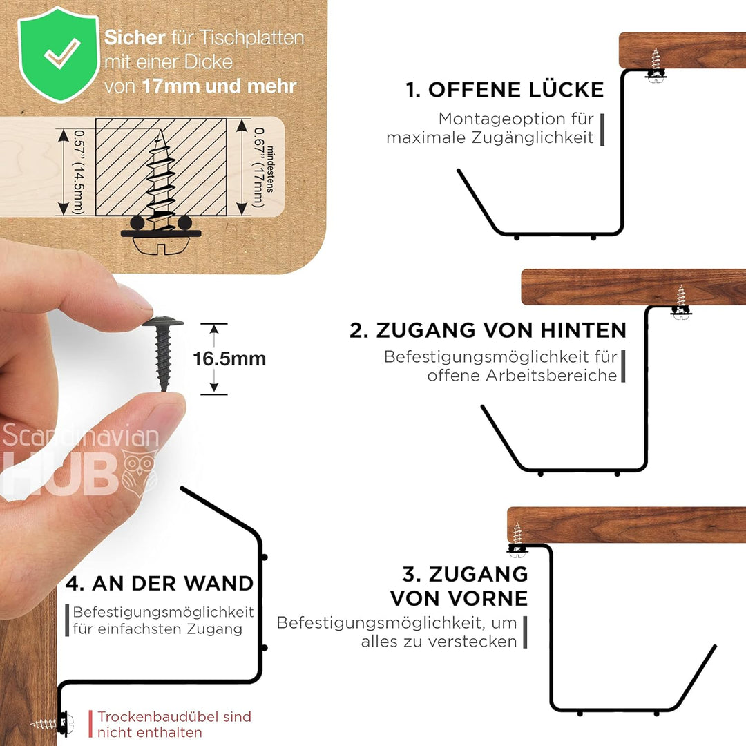 Kabelmanagement-Ablage für die Schreibtischunterseite – Schreibtisch-Kabelhalter für das Büro und Zu