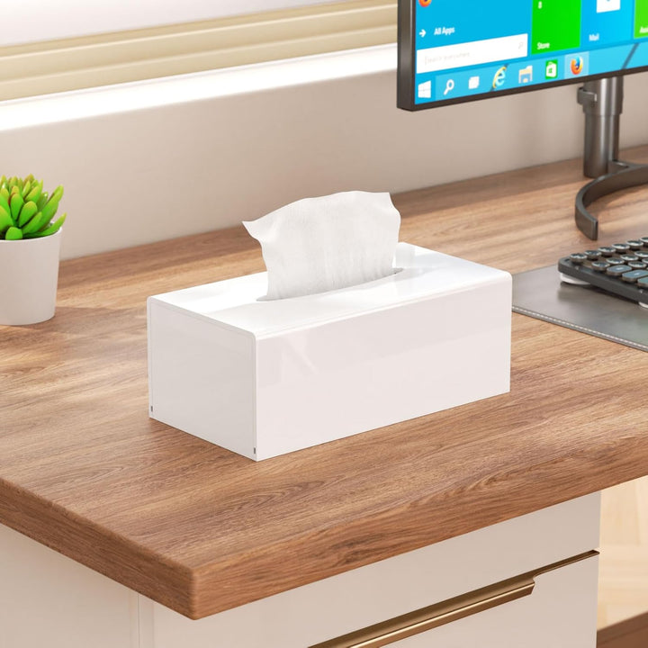 AITEE Acryl Kosmetiktücherbox: 25×13×9 cm Weiss Tücherbox mit Magnetabdeckung für Esszimmer Badezimm