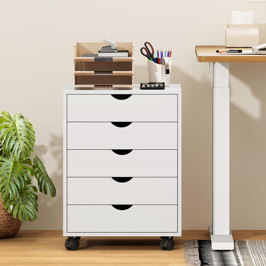 sogesfurniture Aktenschrank, Rollcontainer mit 5 Schubladen, Büroschrank, Schubladenschrank, Kommode