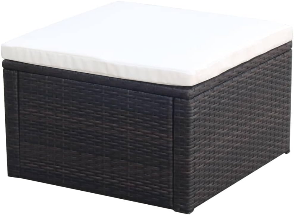vidaXL Hocker mit Kissen Sitzhocker Balkon Gartenhocker Fusshocker Rattanhocker Gartenmöbel Sitzhock