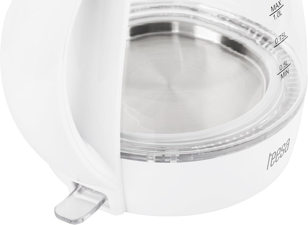 TEESA Kabelloser elektrischer Wasserkocher 1L, TSA1030B, weiss