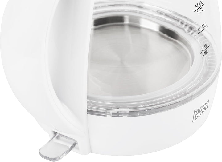TEESA Kabelloser elektrischer Wasserkocher 1L, TSA1030B, weiss
