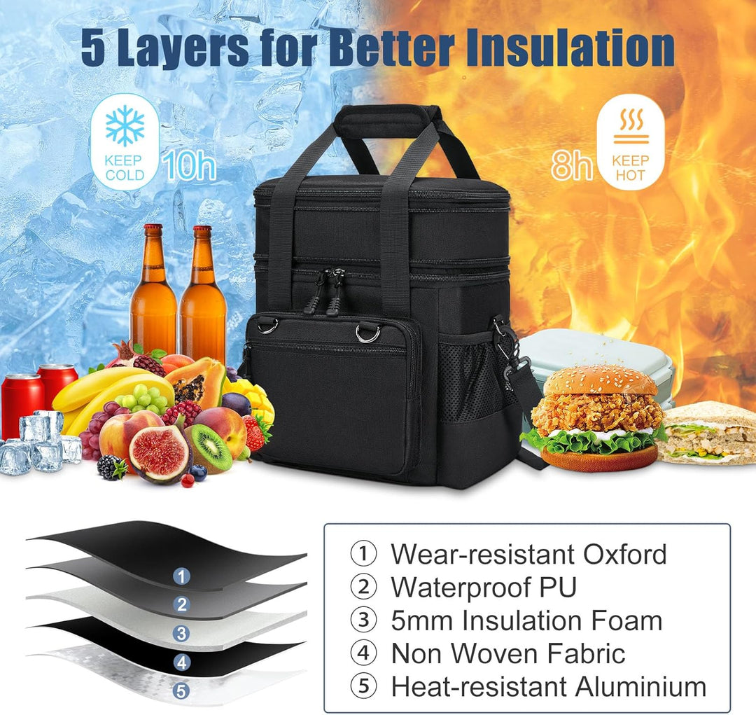 Kühltasche, Lunchtasche für Damen und Herren, wasserdicht, auslaufsicher, verstellbare Träger, gross