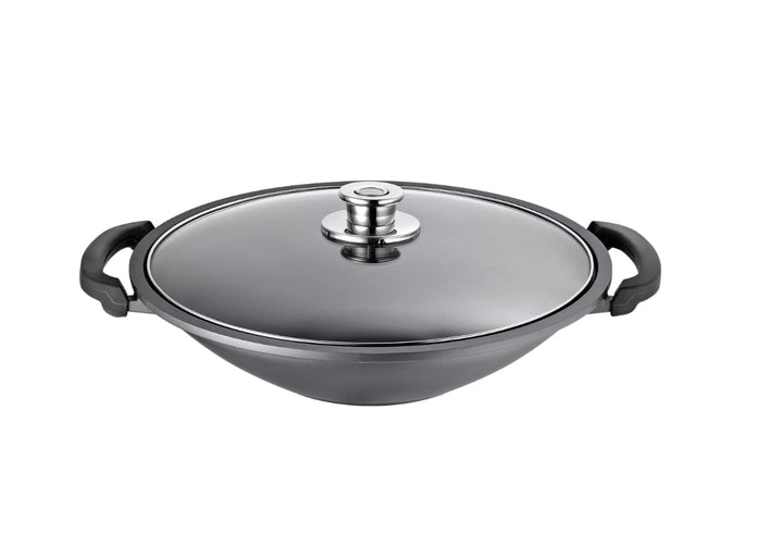 Schulte-Ufer Globus i Wok inkl. Ablagegitter, Aluminiumguss, Schwarz, 36cm