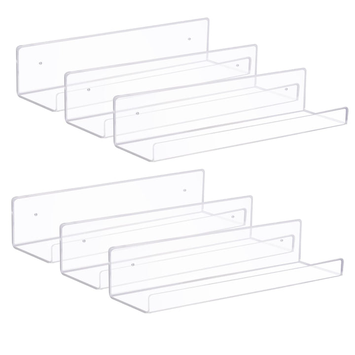 ECOSEAO Acryl-Sich hin- und herbewegende Regale, klare Display-Regale, an der Wand befestigtes Büche
