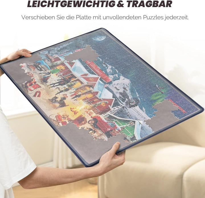 Tektalk Puzzle Board mit 6 Sortierschalen, tragbare Puzzlematte mit transparenter wasserdichter & st