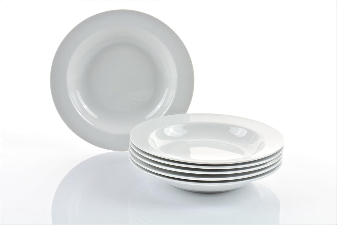 Retsch Arzberg Heike Weiss Suppenteller 21cm, Set 6-teilig, Porzellan uni weiss, rund
