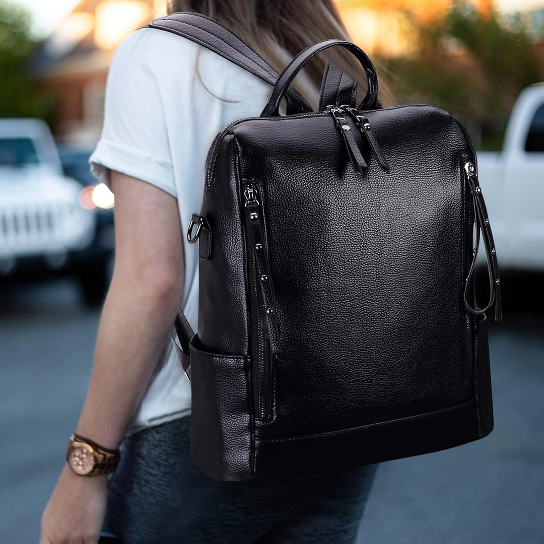 HAWEE Damen Rucksack Weiches PU Leder Schulrucksack Anti-Diebstahl Tagesrucksack Elegant Schultertas