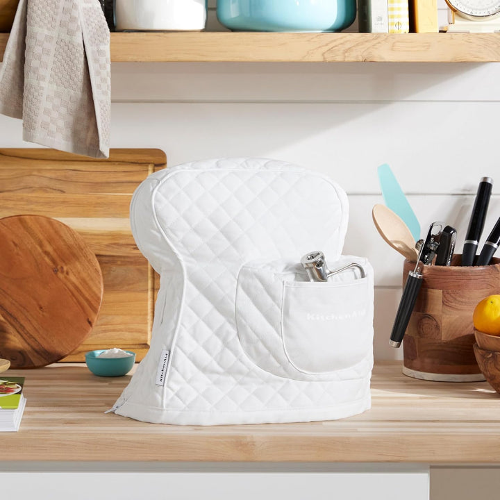 KITCHENAID Abdeckung für Standmixer mit Aufbewahrungstasche, gesteppt, 100% Baumwolle, Weiss, 36,6 x