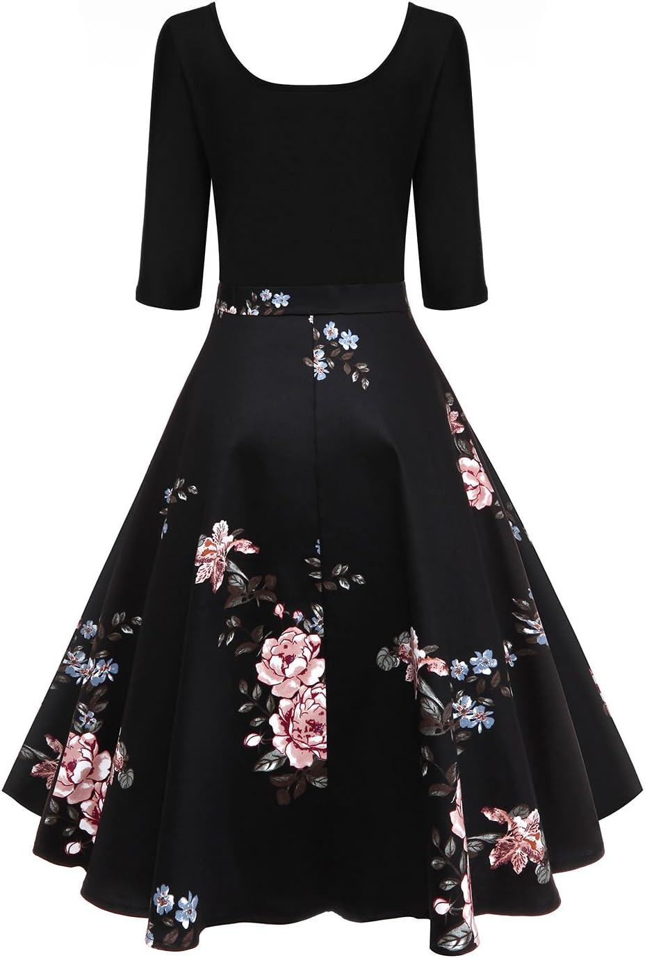 AXOE Damen A-Linie Kleid 60er Jahre Rockabilly 3/4 Ärmel Farbe 4 M, Farbe 4 M