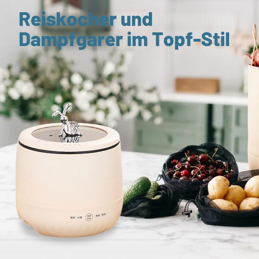 Reiskocher, Leicht zu Reinigen, für 2 Personen, Elektrischer Reiskocher, Kompaktes Design, Reiskoche