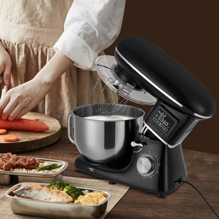 Küchenmaschine Knetmaschine, 6-Gang Küchenmaschine, 6.2L Kuchenmixer, Rührmaschine mit Schneebesen,
