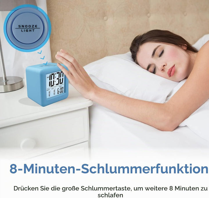Plumeet Digitaler Reisewecker, Einfach Einzustellen, mit Schlummermodus, Weichem Nachtlicht, Grossem