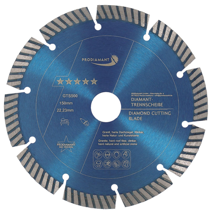 PRODIAMANT Fastcut Highspeed Diamant-Trennscheibe 150 mm x 22,23 mm für sehr harte Baustoffe wie Kal