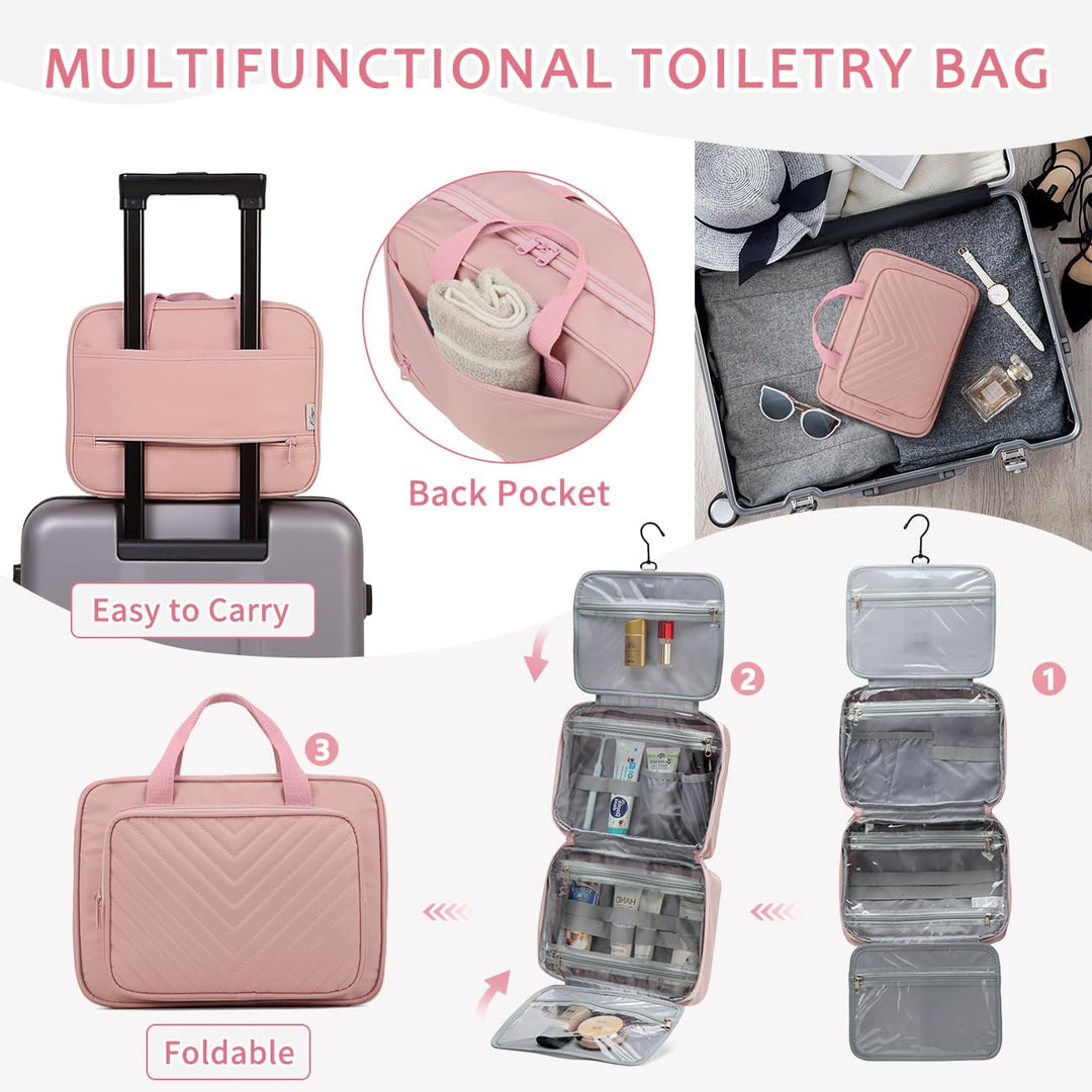 Kulturbeutel Damen, Kasgo Wasserabweisend Kosmetikbeutel Kulturtaschen Waschtasche Reisekit für Fäch