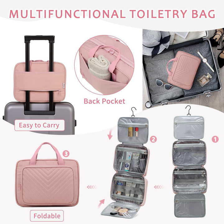 Kulturbeutel Damen, Kasgo Wasserabweisend Kosmetikbeutel Kulturtaschen Waschtasche Reisekit für Fäch