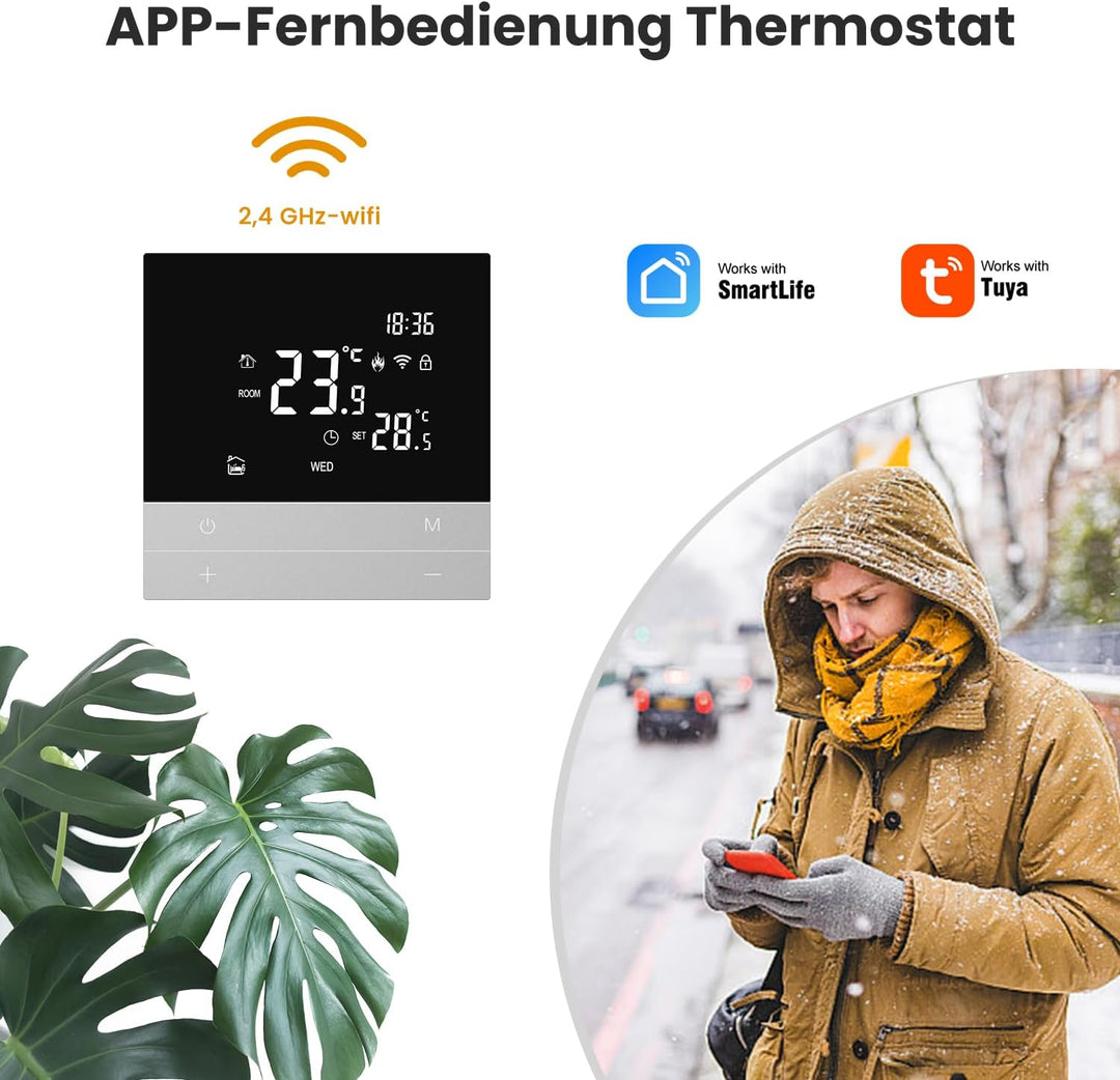 AVATTO Thermostat für Wasser Fussbodenheizung Stellantrieb Smart WiFi Thermostat Programmierbar Raum