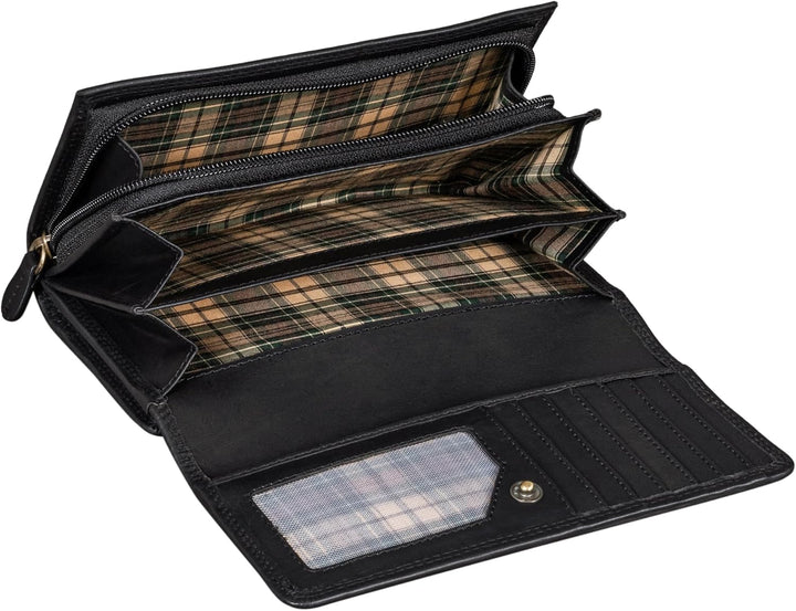 Benthill Damen Portemonnaie XXL mit RFID-Schutz | Echt-Leder Damen Geldbörse Gross | Grosse Vintage
