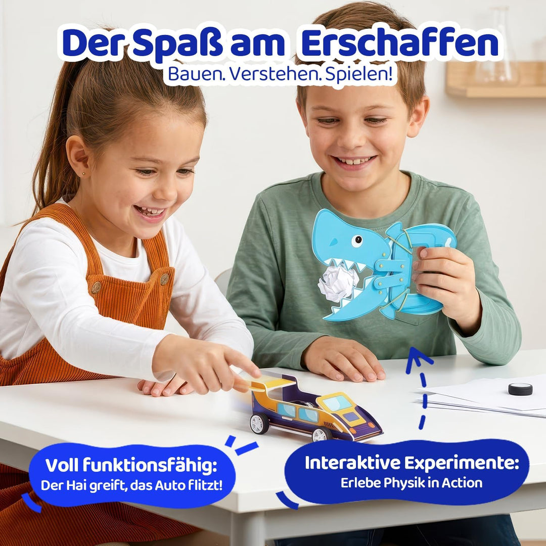 STEM Bausatz Kinder ab 6 Jahre | Experimente MINT Spielzeug Baukasten ohne Kleber 8 in 1 Experimenti