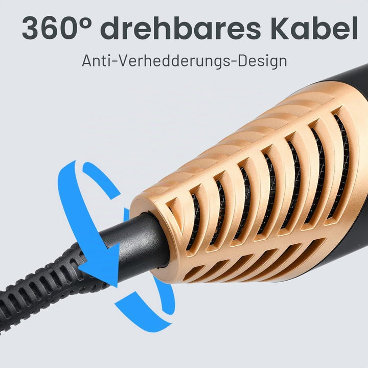 KYN 6 in 1 Warmluftbürste Föhnbürste, Zusammenklappbar Lockenbürste mit Automatisch Rotierendem Lock