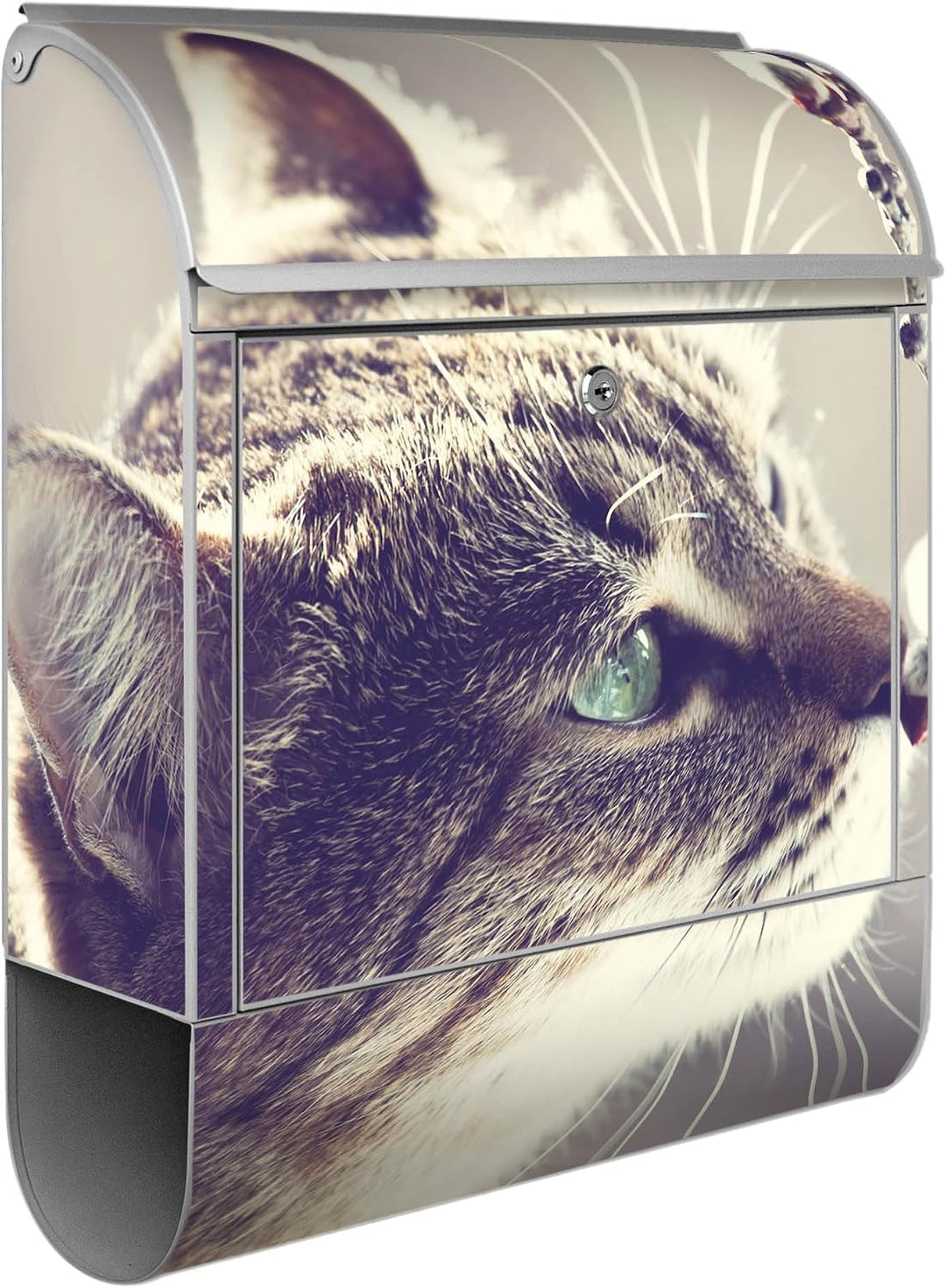 banjado® Design Briefkasten mit Motiv Weidenkätzchen 39x47x14cm &amp; 2 Schlüssel - Briefkasten Stahl Si