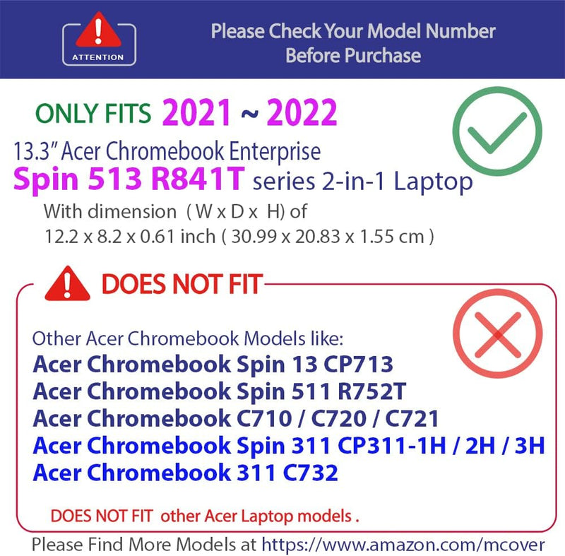mCover Schwarz Hartschalenhülle, kompatibel mit Acer Chromebook Enterprise Spin 513 R841T / CP513-1H