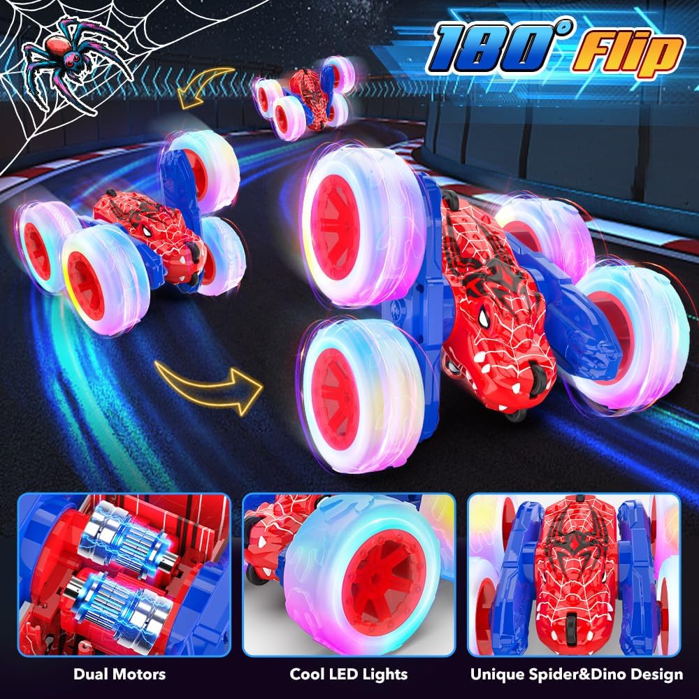 Mieryd Spider Ferngesteuertes Auto ab 3 4 5 6 7 8 9 10 Jahre, Rotation 360 ° Stunt RC Car mit LED, M