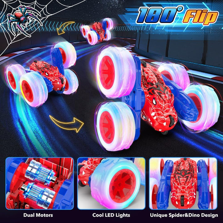Mieryd Spider Ferngesteuertes Auto ab 3 4 5 6 7 8 9 10 Jahre, Rotation 360 ° Stunt RC Car mit LED, M