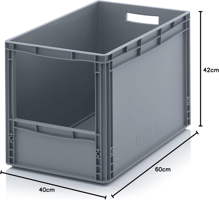 Auer Packaging 2x Euro Sichtlagerkasten 60 x 40 x 42 cm inkl. gratis Zollstock * Eurobehälter mit Fe