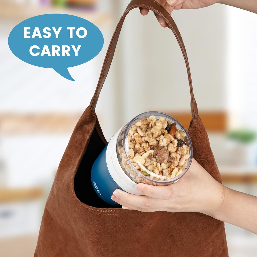 Müslibecher to go 500ml I Isolierter Edelstahl Joghurtbecher für Müsli I Edelstahl Innenwand Thermob
