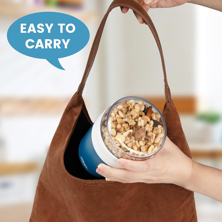 Müslibecher to go 500ml I Isolierter Edelstahl Joghurtbecher für Müsli I Edelstahl Innenwand Thermob
