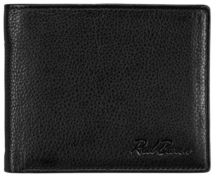Red Baron Schwarze Herren Geldbörse aus Leder Querformat RB-WT-004-07