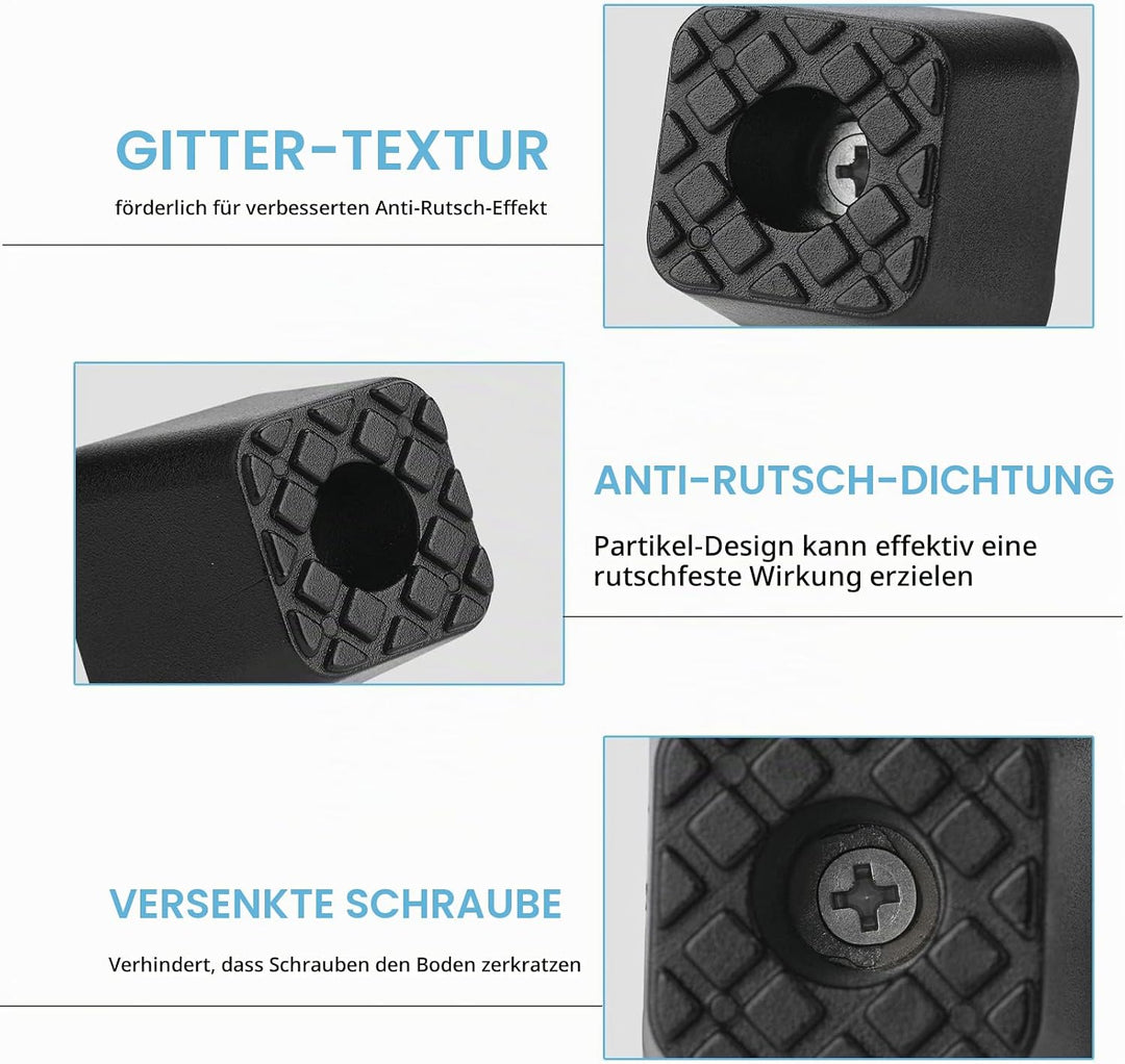 通用 möbelfüsse schwarz die Möbel perfekt vom Boden fernhalten Quadratisch Gummipuffer Elastikpuffer G