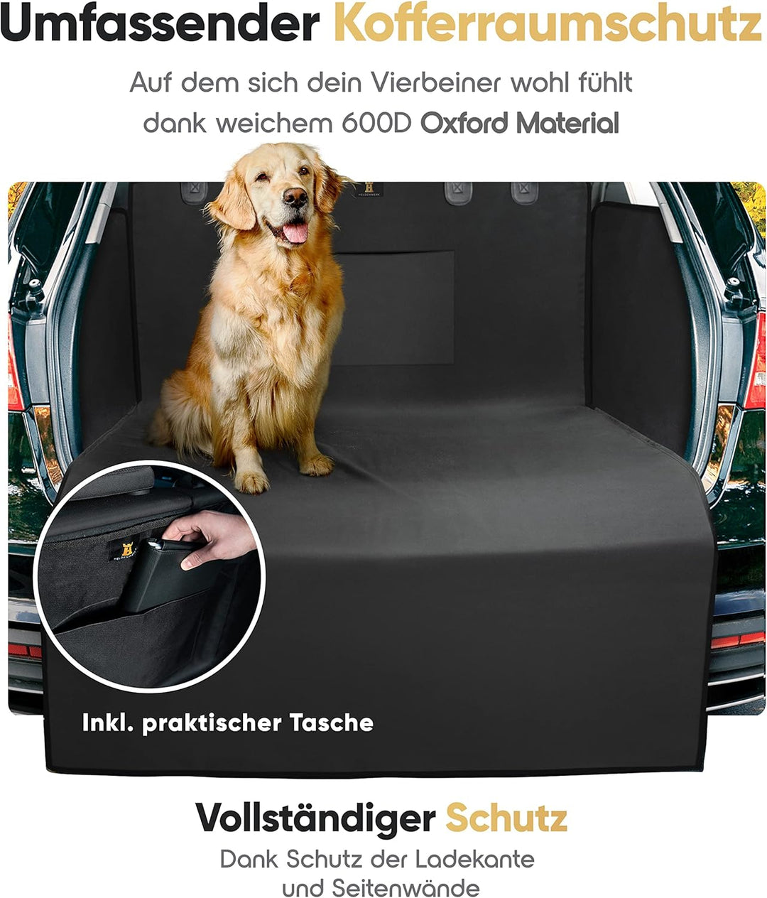 HELDENWERK Kofferraumschutz Hund mit Seiten- und Ladekantenschutz - Universal Auto Kofferraum Hunded