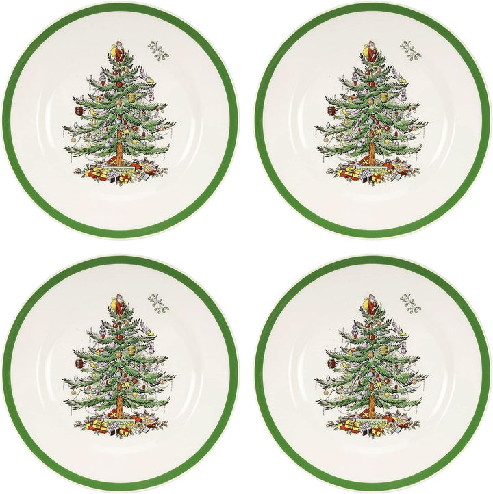 Spode Salatteller, Weihnachtsbaum, 4 Stück Weihnachtsbaum-Salatteller, Weihnachtsbaum-Salatteller