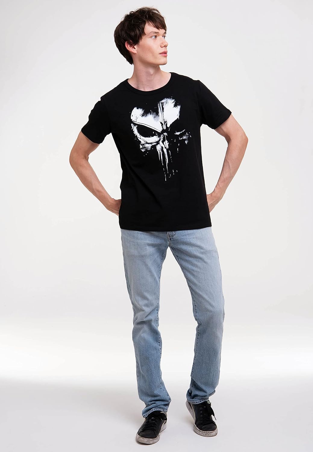 Logoshirt® Marvel Comics I Punisher Logo I Techno Skull I T-Shirt Print I Damen &amp; Herren I kurzärmli