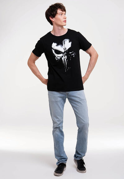 Logoshirt® Marvel Comics I Punisher Logo I Techno Skull I T-Shirt Print I Damen & Herren I kurzärmli