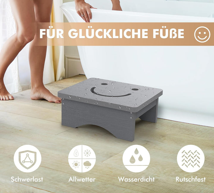 Tritthocker mit rutschfestem Gummi für Erwachsene, Senioren und Kinder, 40 x 32 x 14 cm, Lächeln Des