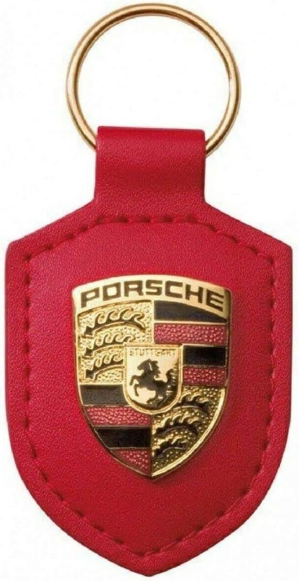 ORIGINAL Porsche Schlüsselanhänger ROT Leder mit Wappen WAP0500920E