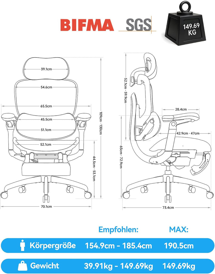 SIHOO Doro C300 Pro V2 Ergonomischer Bürostuhl, Adaptive Unterstützung | 8D Armlehnen, Atmungsaktive