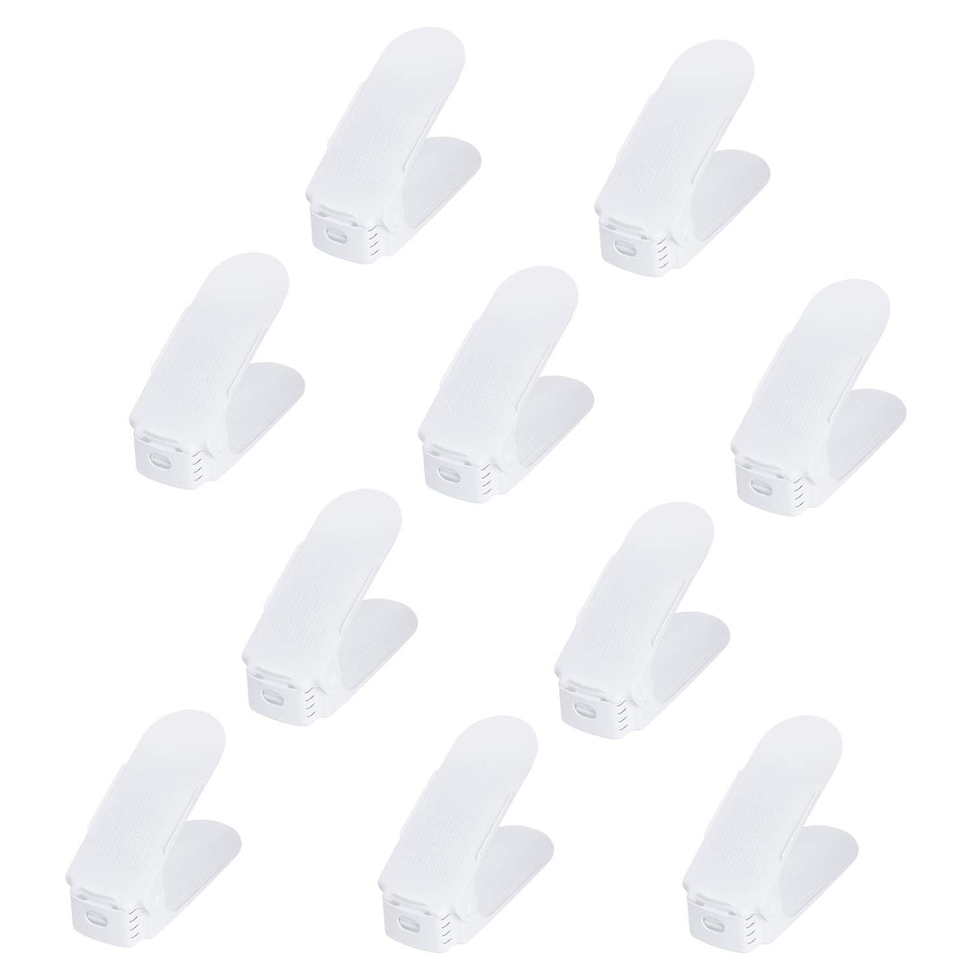 30 Stück Einstellbare Schuhregale,PP Doppelschicht Schuhe Organizer,rutschfest Schuhstapler,3 Höhenv