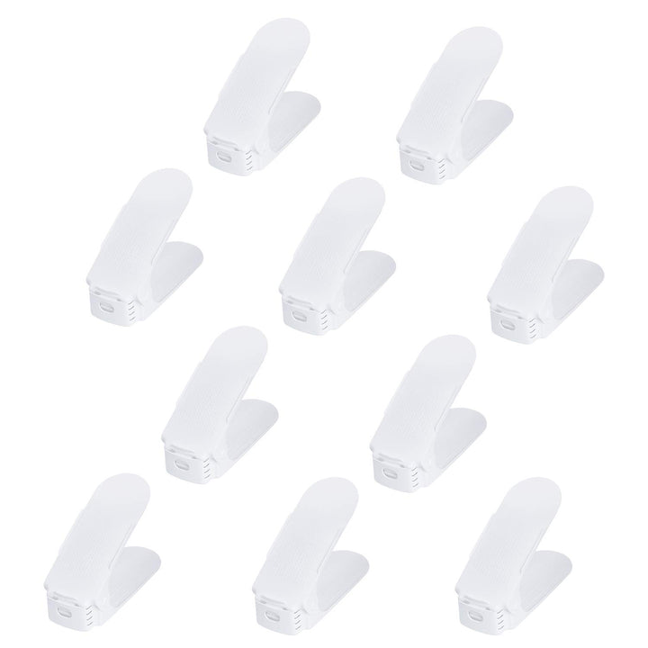 20 Stück Einstellbare Schuhregale,PP Doppelschicht Schuhe Organizer,rutschfest Schuhstapler,3 Höhenv