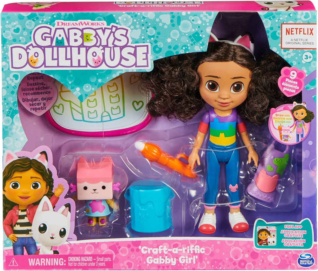 Gabby's Dollhouse, Gabby Deluxe Bastelpuppen und Zubehör mit Wasserpad und Wasserpinselstift, Kinder