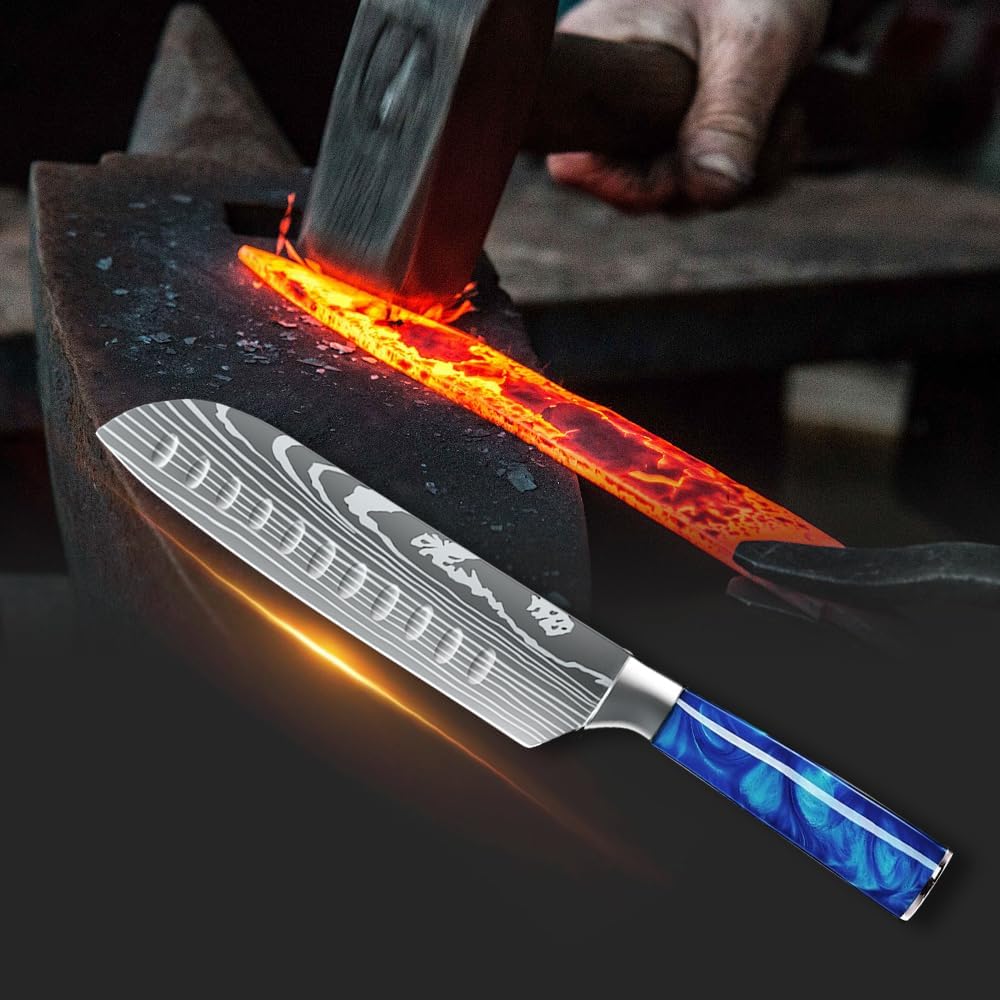 MDHAND Küchenmesser, Kochmesser Universalmesser 18cm Santoku Messer Küchenmesser Scharfe aus Deutsch