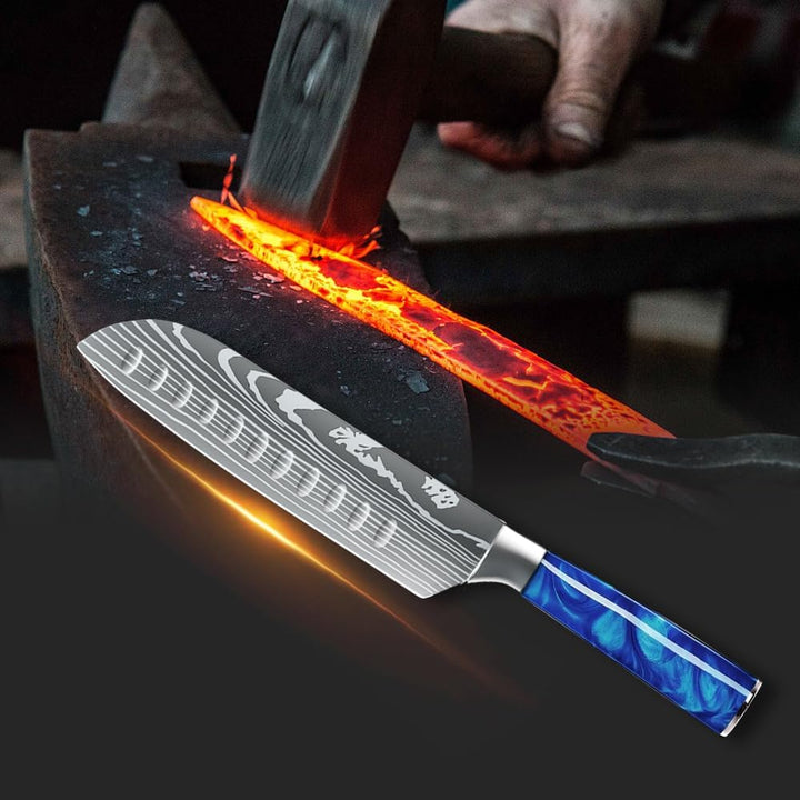 MDHAND Küchenmesser, Kochmesser Universalmesser 18cm Santoku Messer Küchenmesser Scharfe aus Deutsch