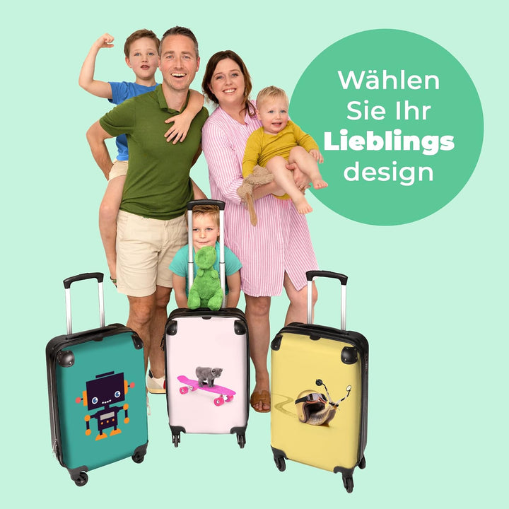 NoBoringSuitcases.com® Koffer Handgepäck Trolley Rollkoffer Kleine Reisekoffer mit 4 Rollen - Katze