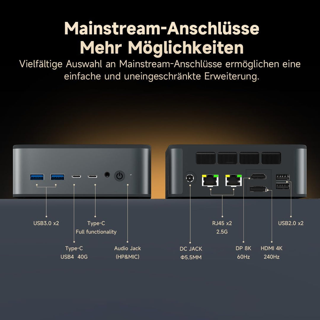 ALLIWAVA GH8 Mini PC, AMD Ryzen 9 8945HS (bis zu 5,2 GHz), 32 GB DDR5 RAM 1 TB SSD, AMD Radeon 780M,